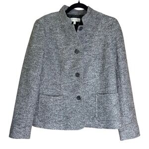 Talbots Women's Gray Tweed Wool Jacket‎ Blazer Business Career Wear Size 8